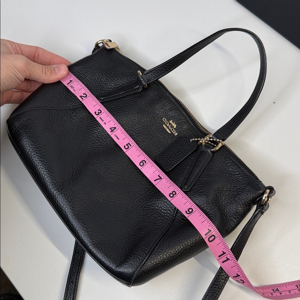 coach mini kelsey satchel black leather crossbody gold F28994 purse - Picture 9 of 13